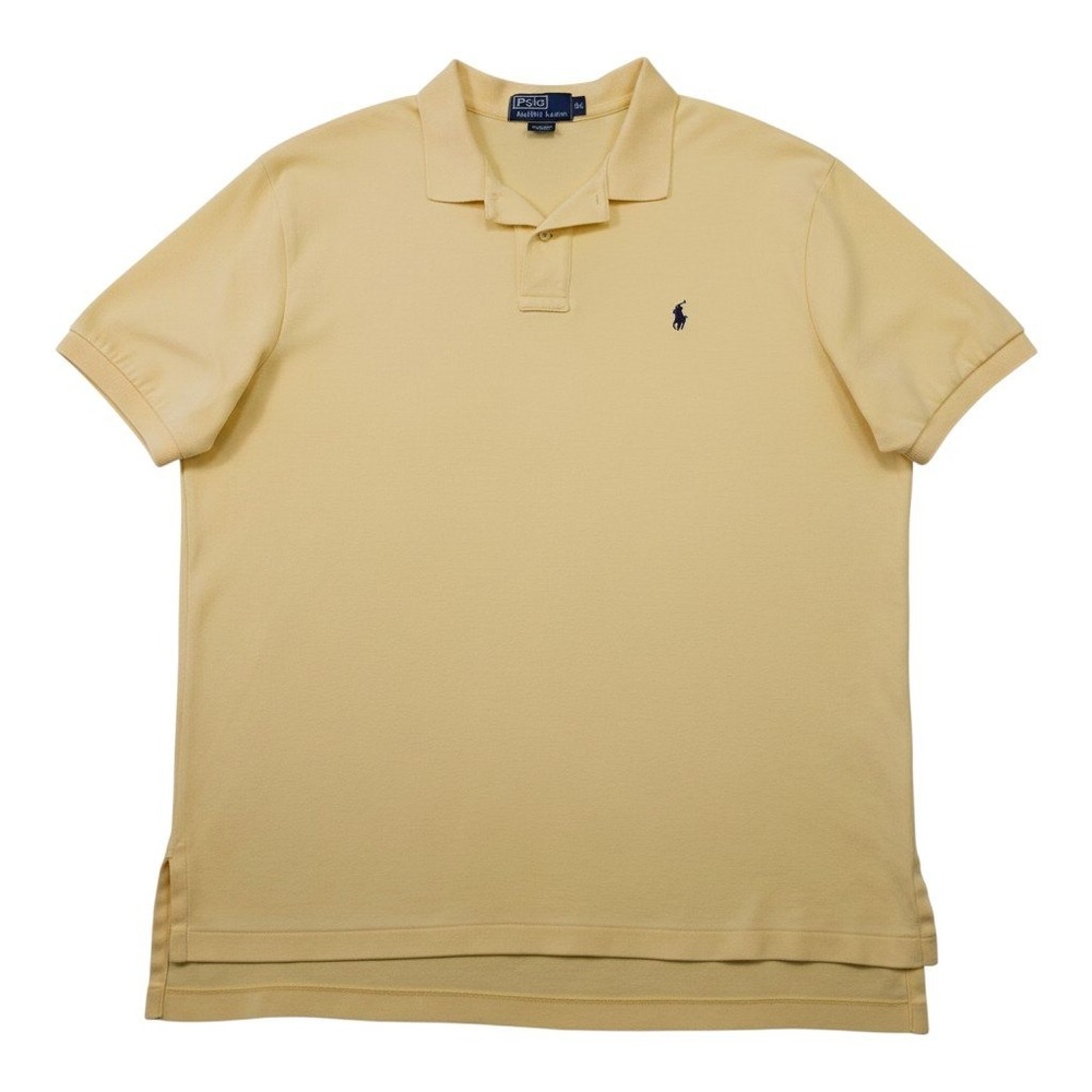 VTG Polo Ralph Lauren Polo Shirt Men XL Yellow Short Sleeve Grunge Stained Pony